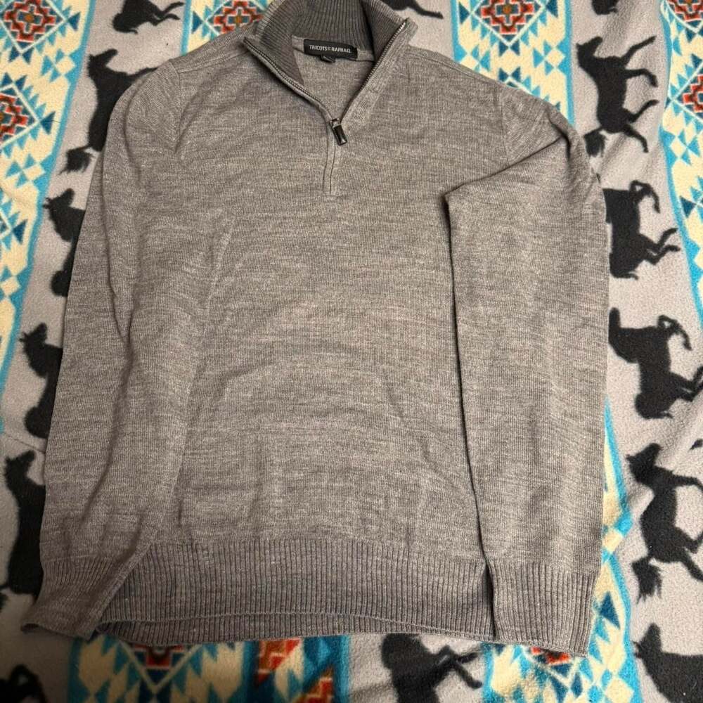 Tricots St Raphael Grey Quarter Zip Sweater